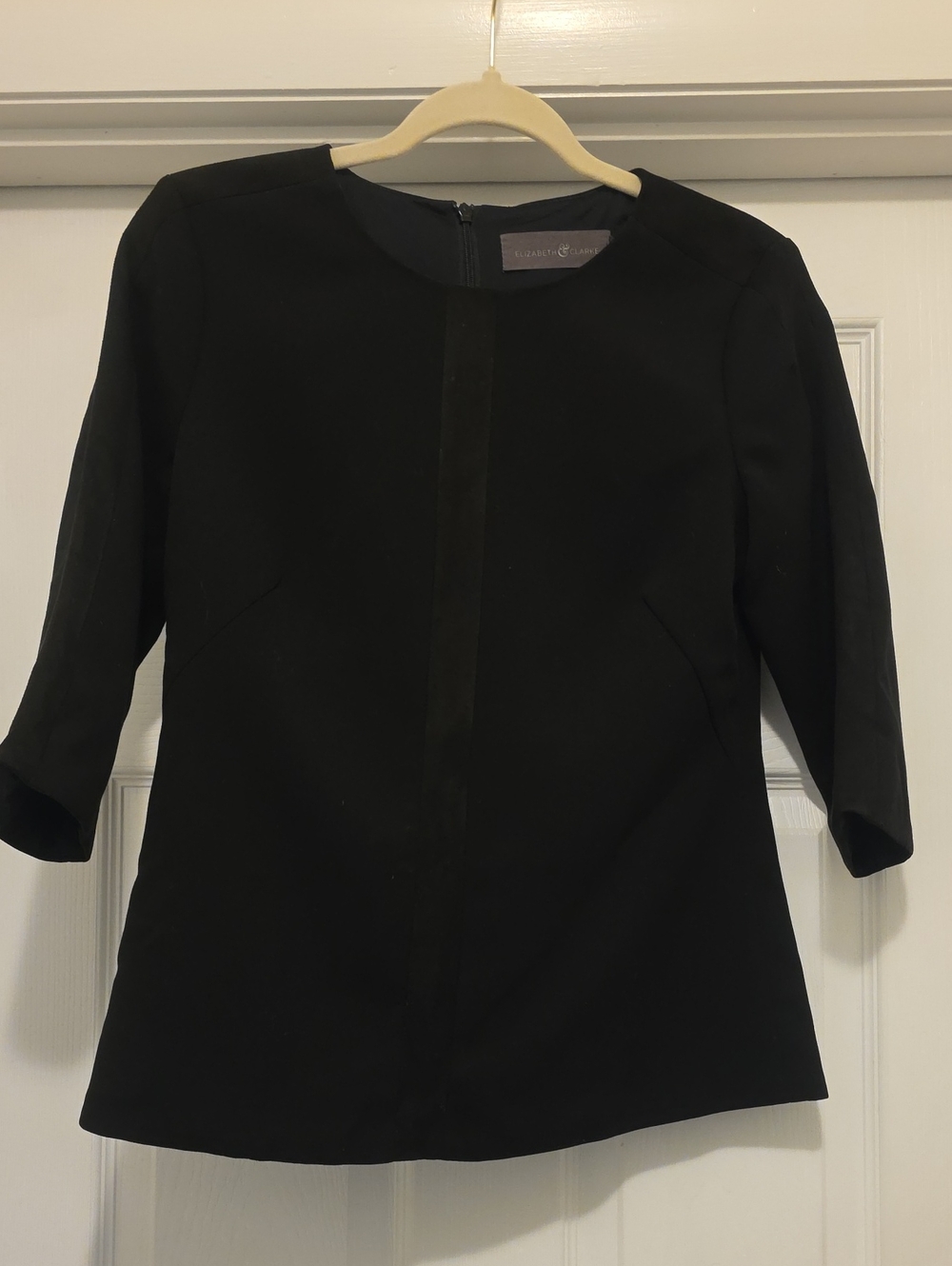 Elizabeth & Clarke Black Three-Quarter Sleeve Women's Tunic Top Size 2